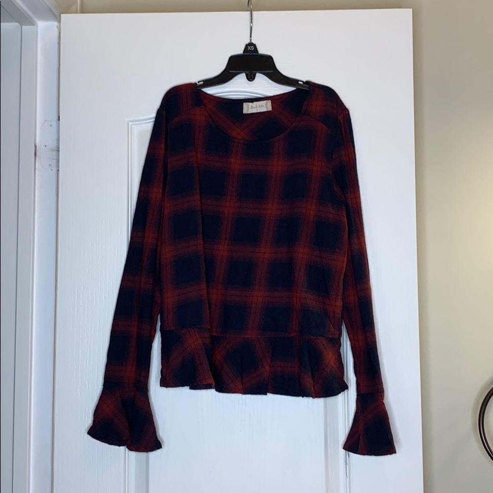 Plaid flaired top
